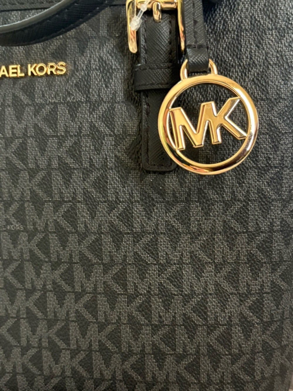 Michael Kors Black MK Signature Tote with Gold Accents - Picture 10 of 13